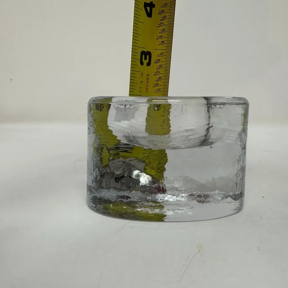 Vintage Crate & Barrel Ice Block Tealight Holders Textured Oval Glass - Thailand